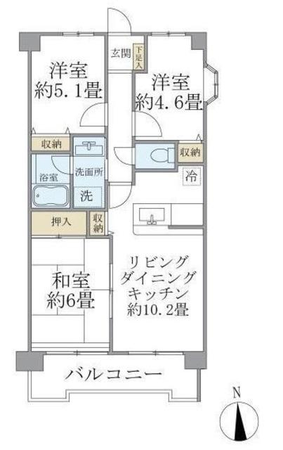 エマーレ保谷(3LDK/4階)の間取り写真