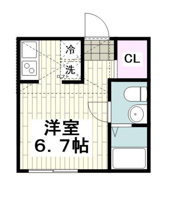 チャーリーハウス(ワンルーム/2階)の間取り写真
