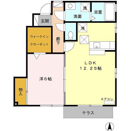 ロイヤルガーデン III(1LDK/1階)の間取り写真