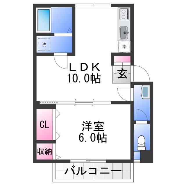 マンション有田(1LDK/3階)の間取り写真