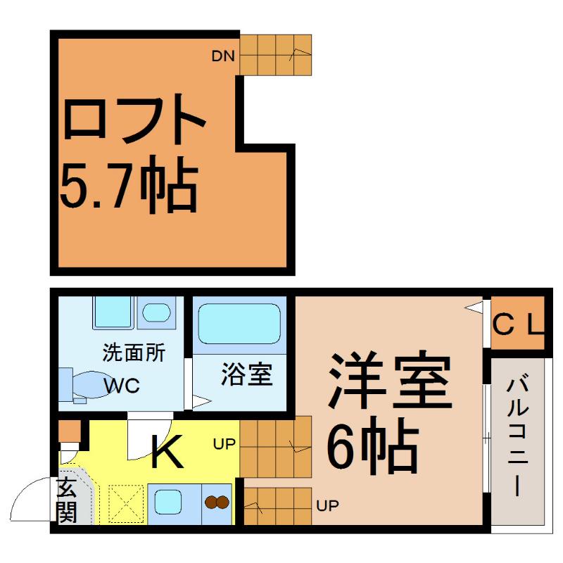 OMレジデンス本陣鳥居通(1K/1階)の間取り写真