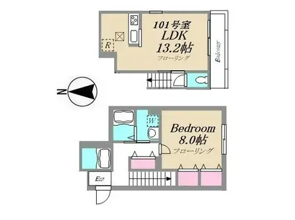 コルティーレ・ナノカ(1LDK/1階)の間取り写真