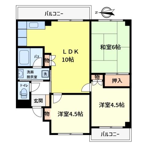 リヴィエールII(3LDK/3階)の間取り写真