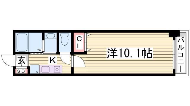 レジディア三宮東(1K/7階)の間取り写真