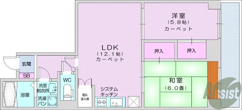 ニュー長町サンハイツ(2LDK/6階)の間取り写真