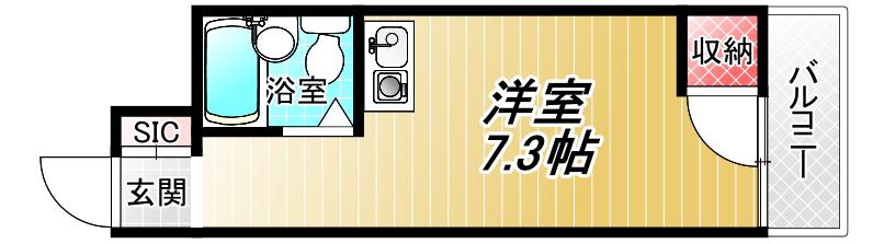 エクセレント小若江(ワンルーム/3階)の間取り写真