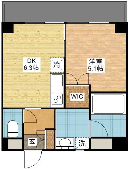 プラスパー築町(1DK/7階)の間取り写真