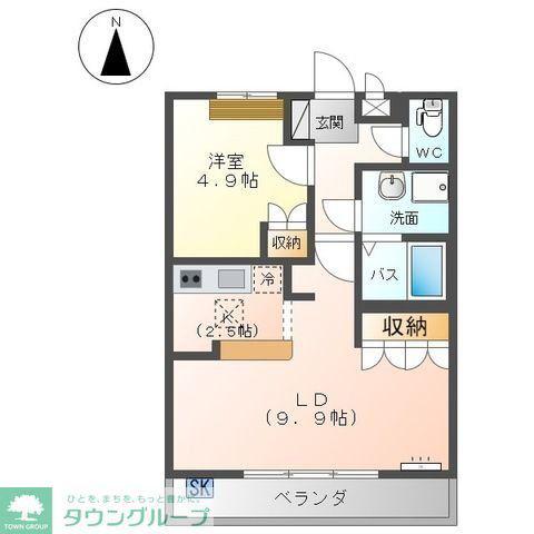 アシューレ(1LDK/1階)の間取り写真