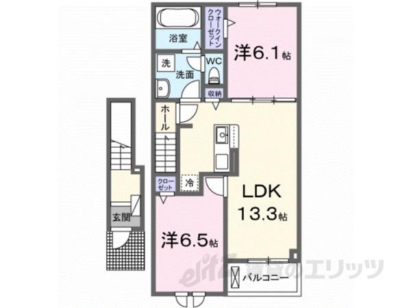 フロントパークひこねII(2LDK/2階)の間取り写真
