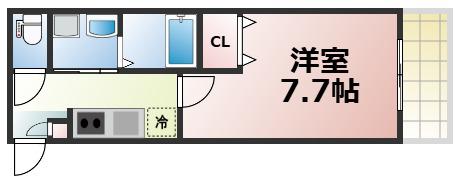 KTIレジデンス小路(1K/1階)の間取り写真