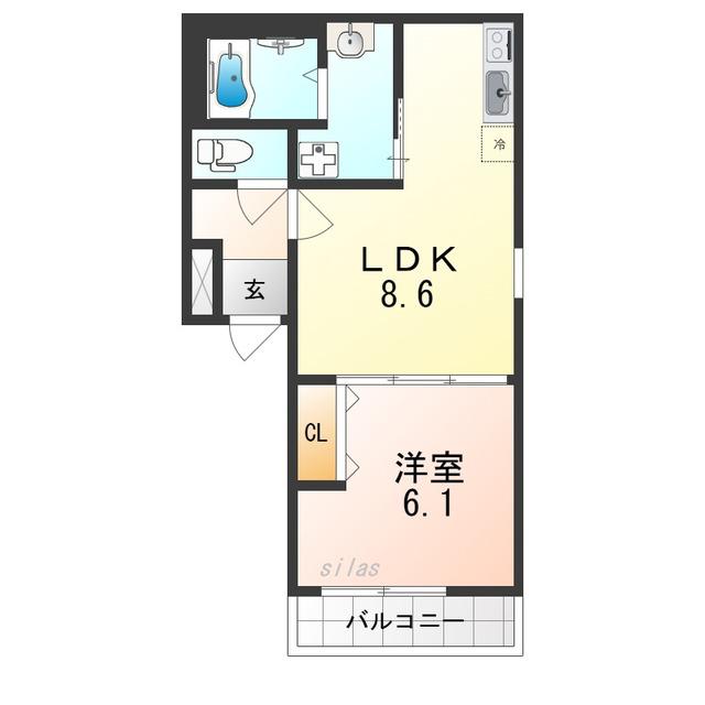フジパレス西湊II番館(1LDK/1階)の間取り写真