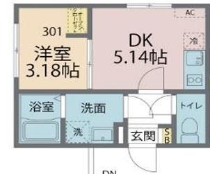 カインドネス厚木ノース(1DK/3階)の間取り写真