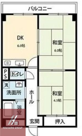 コーポ桜の町(2DK/2階)の間取り写真