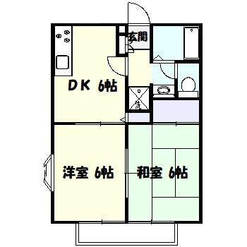 ファミール溝口(2DK/2階)の間取り写真