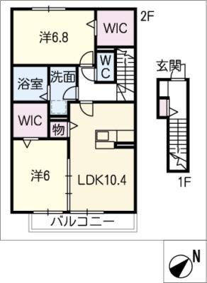 マミーナII(2LDK/2階)の間取り写真