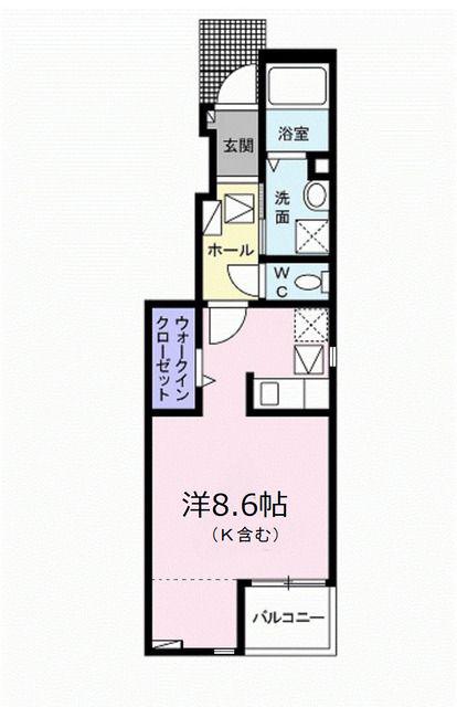 イリゼI(ワンルーム/1階)の間取り写真