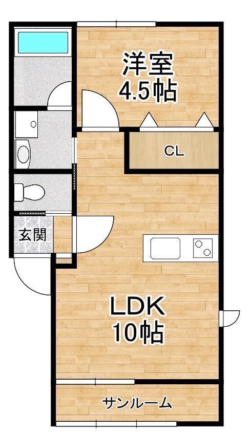 愛知川共同 A棟(1LDK/2階)の間取り写真
