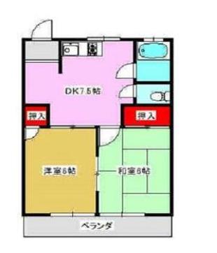 コーポ戸部(2DK/2階)の間取り写真