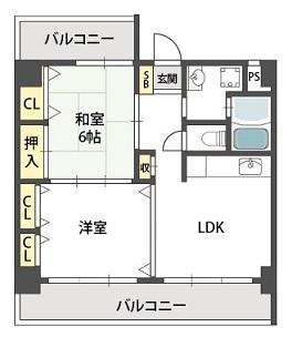 グローリーヨシダ(2LDK/3階)の間取り写真