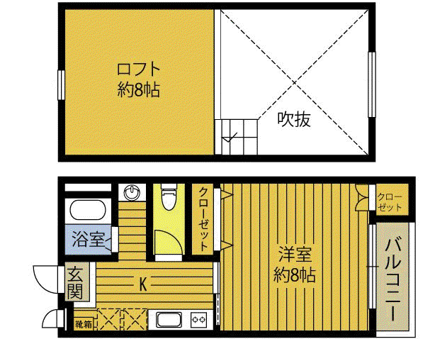 CABIN里(1K/1階)の間取り写真
