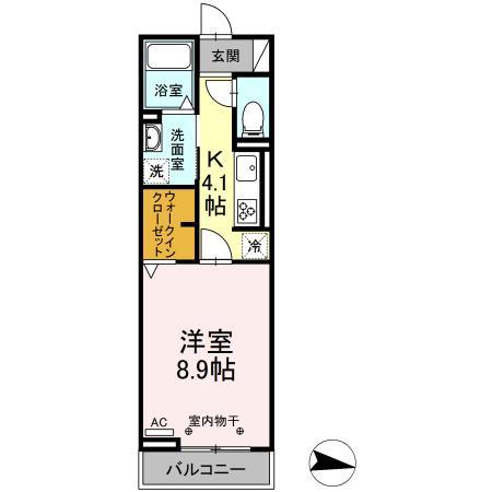 ラニアケア(1K/2階)の間取り写真