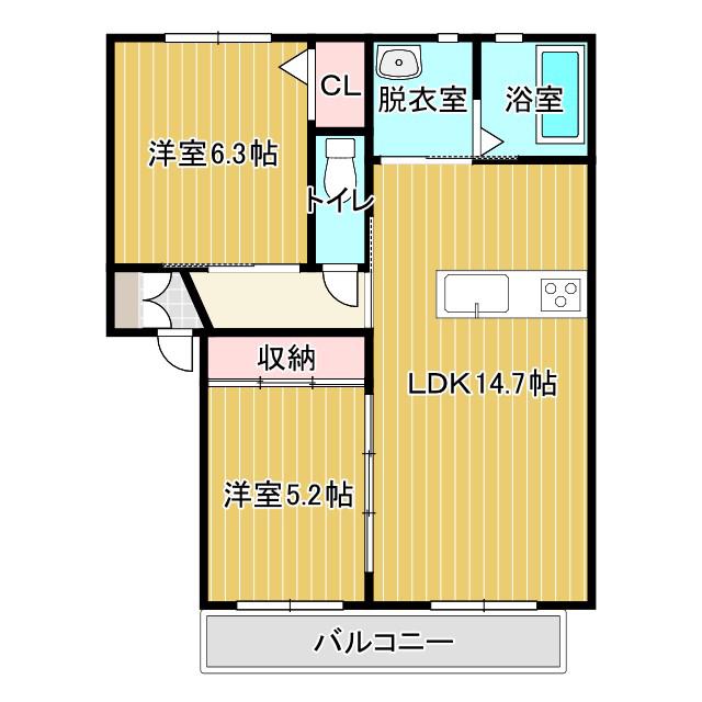 アンジュ(2LDK/2階)の間取り写真