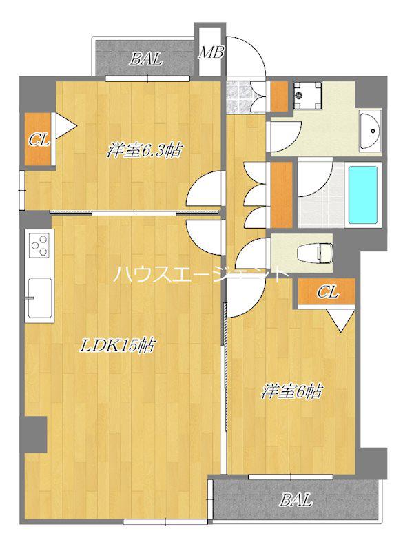 ルクソールスター(2LDK/3階)の間取り写真