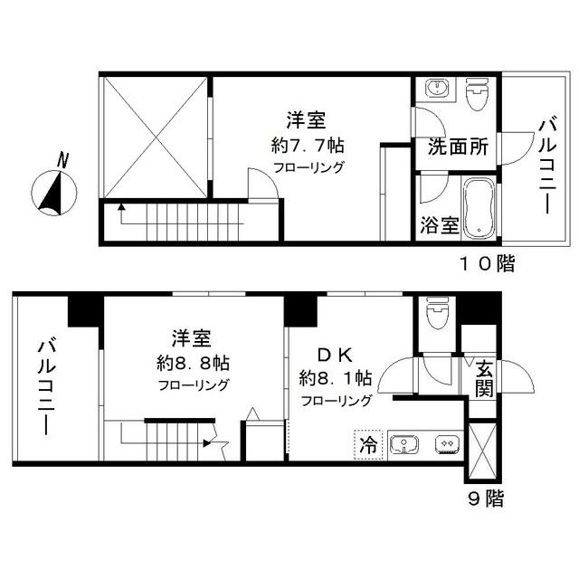 ジェラ恵比寿レジデンス(2DK/9階)の間取り写真