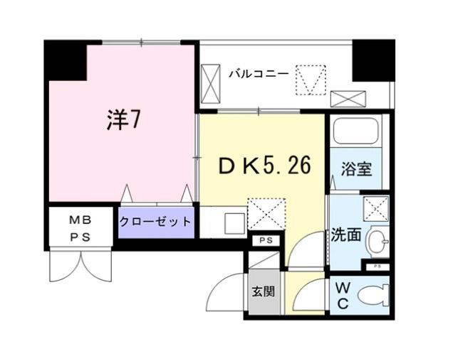 FIELLDーV築地(1DK/5階)の間取り写真