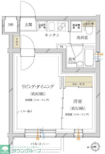 サウンドプルーフプロ蒲田(1LDK/3階)の間取り写真