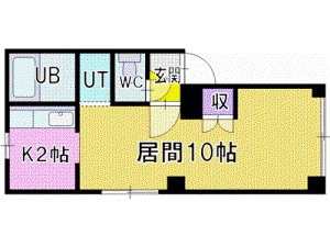 HIBARIGAOKAB(1K/4階)の間取り写真
