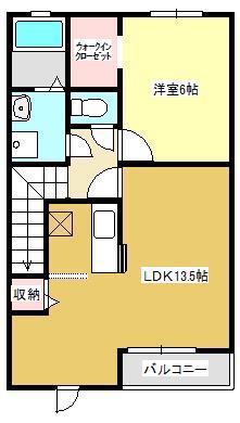 SOLANA(1LDK/2階)の間取り写真