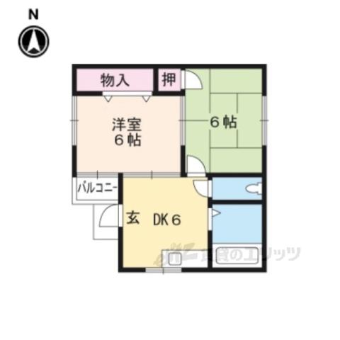白崎ハイツ(2DK/1階)の間取り写真