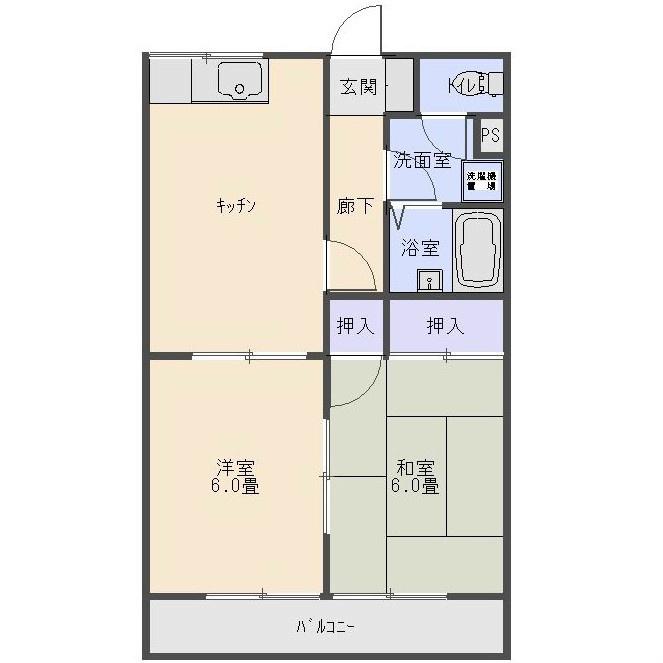 イーコンハイツ(2DK/2階)の間取り写真