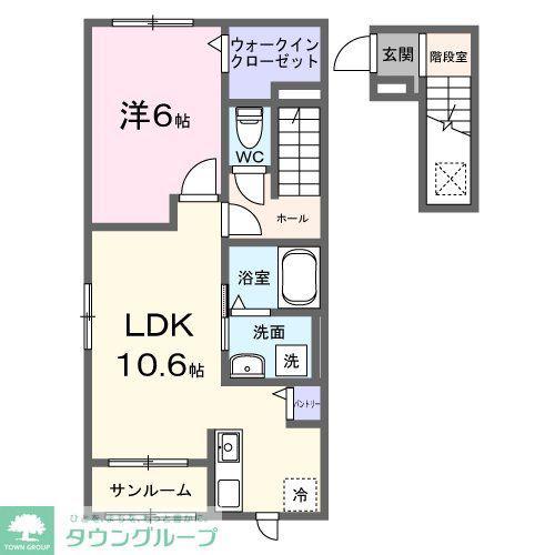 ニュー パインクレスト(1LDK/2階)の間取り写真