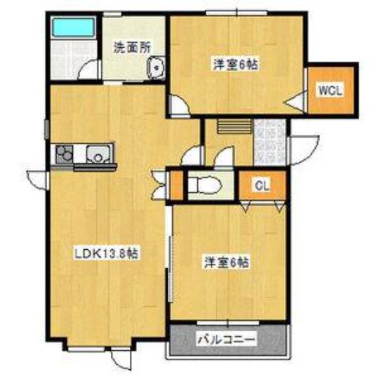 グランドソレーユB(2LDK/1階)の間取り写真