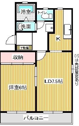 サンシャトレ神ノ輪(1LDK/1階)の間取り写真