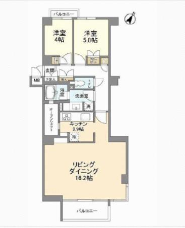 インプルーブ西早稲田(2LDK/4階)の間取り写真