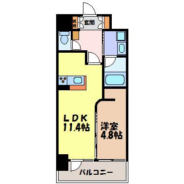 GK FAN レジデンス(1LDK/9階)の間取り写真