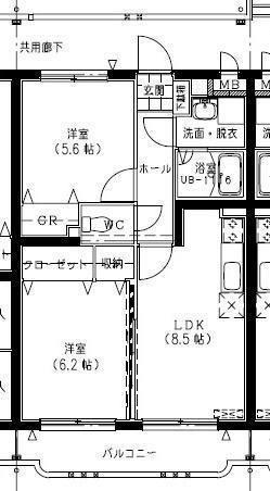 エビスマンション(2LDK/2階)の間取り写真