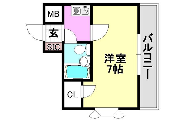 見付山ハイツ(1K/3階)の間取り写真