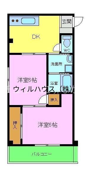 ラフィーネ三国(2DK/3階)の間取り写真