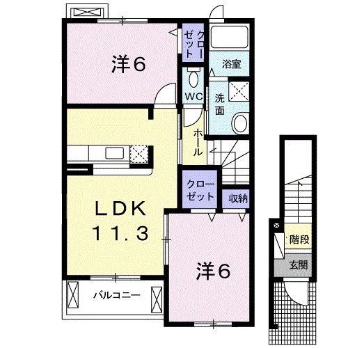 フルール 26(2LDK/2階)の間取り写真