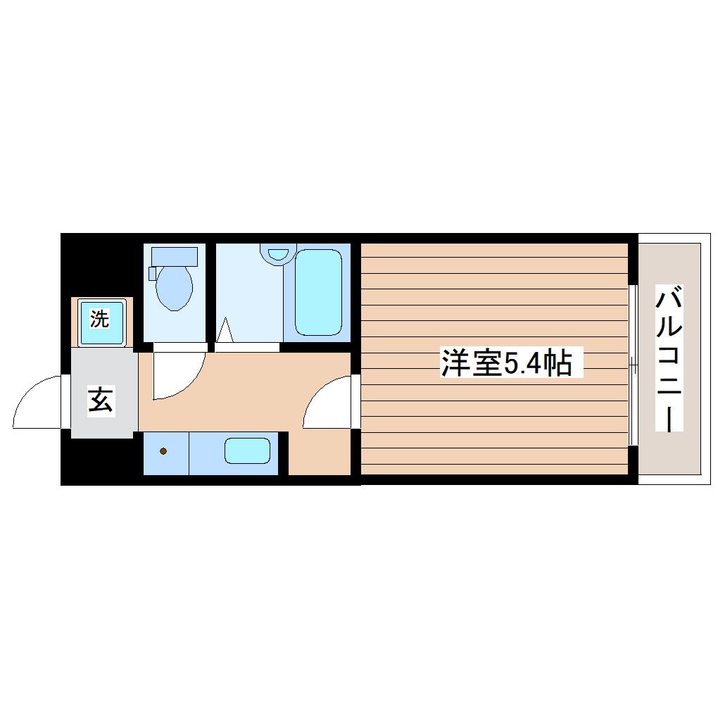 ロイヤルパーク若林(1K/7階)の間取り写真