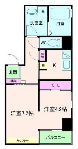SETA PIENA夕陽丘(2K/1階)の間取り写真