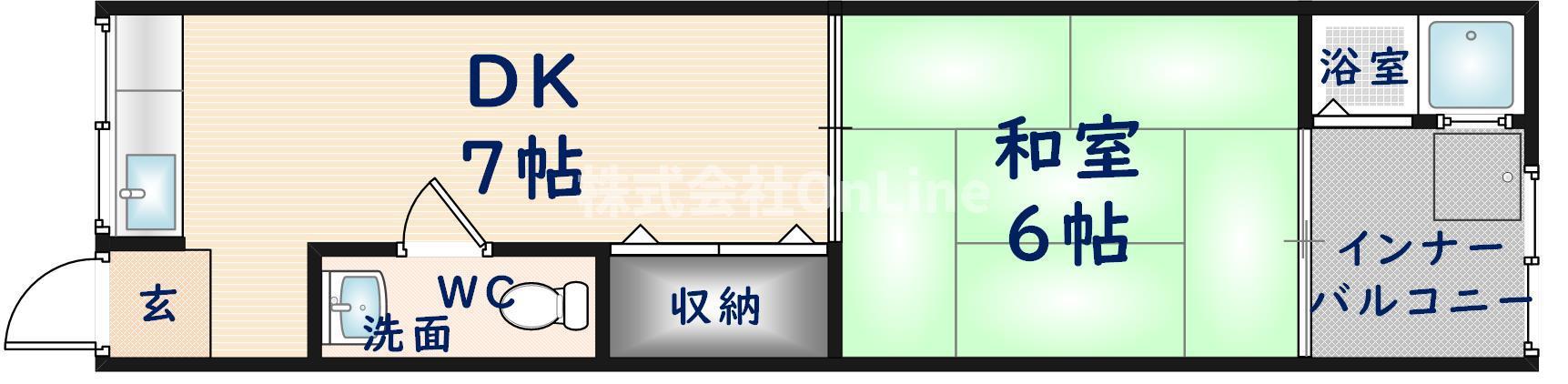 稲田大発マンション(1DK/2階)の間取り写真