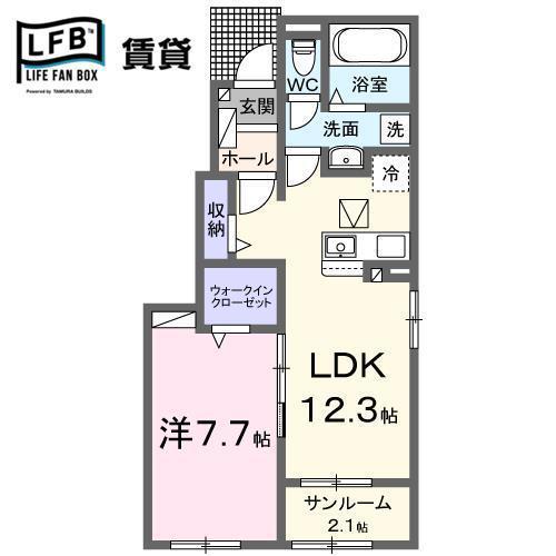 サクラ ビエント(1LDK/1階)の間取り写真
