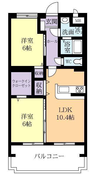 ハウゼ石門(2LDK/1階)の間取り写真