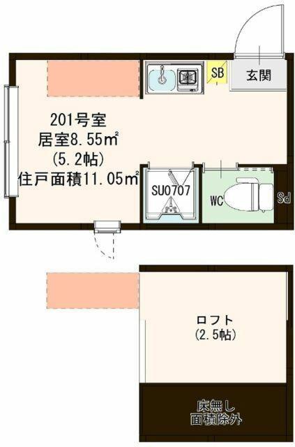 ハーモニーテラス永福II(ワンルーム/2階)の間取り写真