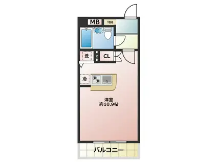 ユーコート行徳(ワンルーム/2階)の間取り写真